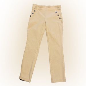 Joe B Beige Straight Leg Pants with Scrunched Top and Side Buttons